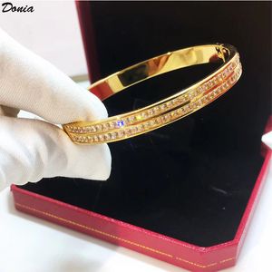 Donia jewelry luxury bangle European and American fashion classic double row titanium steel micro-inlaid zircon designer bracelet gift