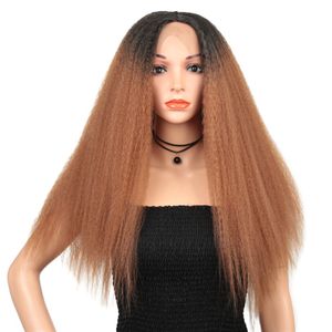 Wholesale 28 inch frontal wig for sale - Group buy 28 inch Afro Kinky Straight Synthetic Lace Front Wig Frontal Wigs For Black Women NatureHigh Resistant Material