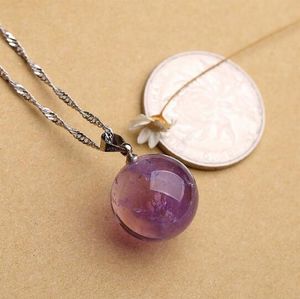 Natursten Amethyst Ball Bead Pendants Rope Necklace Lila Crystal Quartz Original Ädelsten Energi Gåva För Kärlek Smycken