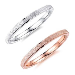 Новый перечень Vintage 2мм Матовый титана стальное кольцо розовое золото обручальные Обручальные кольца ювелирные изделия для женщин ANNEAU