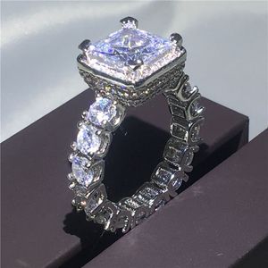 Luksusowa obietnica Ring 925 Sterling Silver Micro Pave Diamond CZ Zespół Ślubny Pierścienie Dla Kobiet Bridal Jewelry Prezent