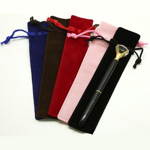 Multi Färg Singel Pen Bag Fountain Pennor Påse Handgjorda Flannel Penna Bag Marker Pen Peas Holder Storage Sleeve Kosmetisk Pouch VT0204