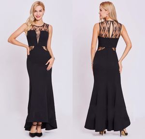 2020 Mermaid Elegant Evening Dresses Lace Applique Satin Customized Prom Dress Ankle Length Hollow Back Formal Dresses