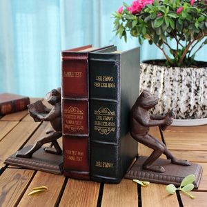 2 Parça Dökme Demir Kurbağa Bookends Kitap Biter Antik Metal Bookend Çalışma Odası Masası Masa Dekorasyon Ev Ofis Rustik El Sanatları Kahverengi el sanatları