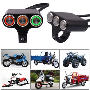 Motorcycle 7/8" Three-position Handlebar Switch Aluminum Alloy Self-locking Self-reset Button ON OFF Start Switches LED Light Kit