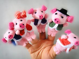 50 sztuk = 10 partii Lovely Finger Puppet Powiedz Story Baby Pluszowe zabawki RPG Zastosowanie Role Play Doll Hand Puppet Animal Toy Group