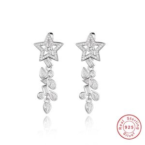 Orecchini in argento 925 di marca per foglie femminili Design 5a Nappa di zirconi cubici Orecchini da donna Gioielli da sposa di moda Regalo per feste