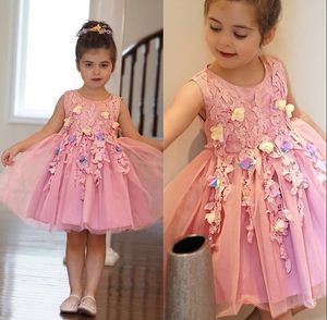 2019 Flower Girls Dresses For Wedding Lace Applique Kids Pageant Gowns Lovely Kids Formal Wear Custom Made