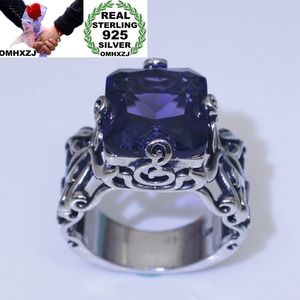 Wholesale amethyst man ring for sale - Group buy OMHXZJ European Fashion Woman Man Party Wedding Gift Silver Purple Square Amethyst Zircon Taiyin Ring RR330