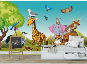 Niestandardowa tapeta 3d ładny ręcznie rysowane kreskówka las zwierzęta pokój dziecięcy pokój sypialnia tło ściana dekoracji ścienne tapety