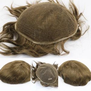 유명인 Toupee 브라질 remy 인간 헤어 남자 머리카락 교체 mens 헤어 피스 똑바로 풀 레이스 단위 백인을위한 연한 갈색 색상