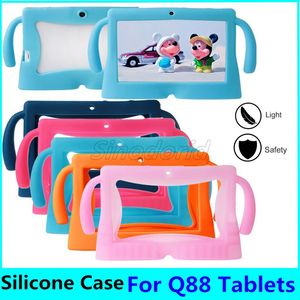 Kinderkarton aus weichem Silikon, Schutzhülle aus Gummi mit Griff für 7 Zoll Q88 A13 A23 A33 Tablet-PC MID, bunt