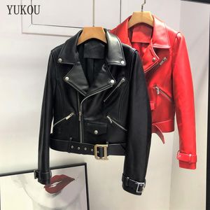 Women Genuine Leather 2019 New Fashion Autunm Winter Lady Bomber Motorcycle Sheepskin Jackets High Quality