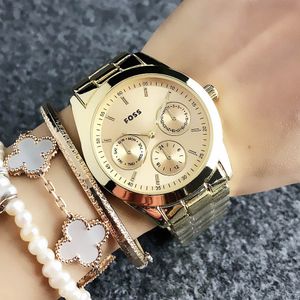 Modische Armbanduhr der Marke FOSS für Damen, Mädchen-Stil, Metall-Stahlband, Quarzuhren FO 05