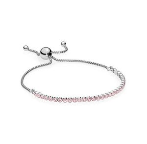 925 Sterling Silver Adjustable size Crystal Shine Bracelet with box for Pandora Charms Women Wedding Jewelry Bracelets W240