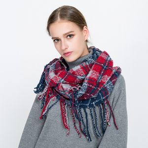 Girl Plaid Scarf Ring Women Dotted Line Grid Scarves Tassel Check Scarves Classic Tartan Wraps Shawl Warm Winter Blanket GGA2552