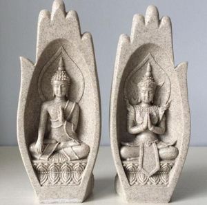 2st SMALL BUDDHA STATUE MONK FIGURINE TATHAGATA Indien Yoga Mandala Hands Sculptures Heminredning Tillbehör Ornament