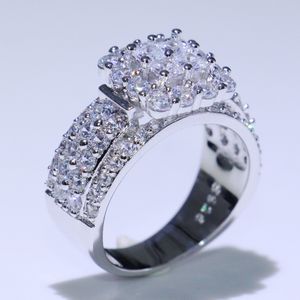 Drop Shipping Luxusschmuck 925 Sterling Silber Hohe Qualität Voller Princess Cut Weißer Topas CZ Diamant Edelsteine Ehering Ring für Frauen