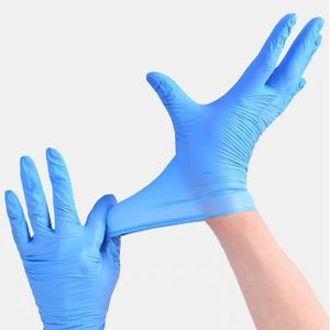 Engångsblå handskar Nitril Material Syrabeständig gummi Hushållsskydd Rengöringshandskar Skyddshandskar Det finns låda T3I5726