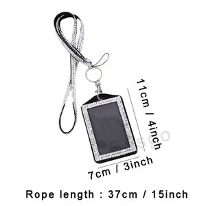 fatchan Großhandel Strass Bling Lanyard Karte Kristall Diamant Halskette Umhängeband mit horizontal gefüttertem Ausweishalter und Schlüsselanhänger DBC BH2716