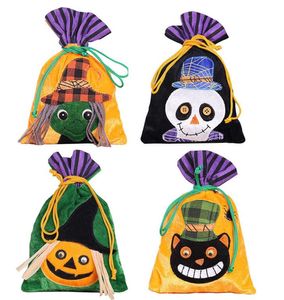 Halloween Drawstring Bag Non-woven Fabric Portable Handbags Ghost Pumpkin Skull Festival Party Decoration Candy Gift Bag 4colors GGA2507