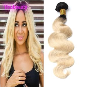Peruvian Virgin Hair Extensions 1B/613 One Bundle Ombre Color Blonde Body Wave Human Hair Products Two Tones Color 10-32inch