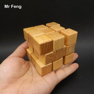 Trä Magic Cube Pussel Educational Game Brain Teaser Toy Kong Ming Lock Undervisning Prop Utbildning (modellnummer B243)