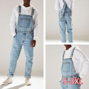 Män casual jeans denim rem jean jumpsuit löst passande ärmlös casual feminino overaller dungarees playSuit202m