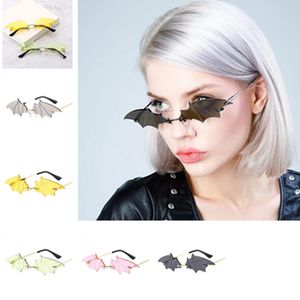 Mode Kvinnor Kyla Modellering Solglasögon Rimless Sun Glasses Anti-UV Spectacles Bat Eyeglasses Adumbral Goggle Sun Glasses A ++