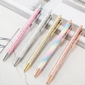 Fashion Design Metal Push Ballpoint Signature Pen Bling Bling Student Writing Pen School Stationery Office Supplies Gift