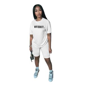 Two Piece Dress 2 Sets Womens Outfis Tracksuit Female T-Shirt And Biker Shorts Set Casual Sportswear Fitness Summer Clothes