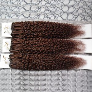 Mikro Halka İnsan Saç Uzantıları afro kinky kıvırcık Döngü Mikro Yüzük Keratin Rus Saç 1 g / s 300g 300 adet
