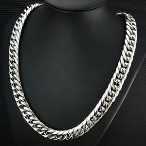 hip pop 16mm breedte zware heren 316l roestvrij staal Cubaanse ketting sieraden alle gepolijst zilver toon onepiece geen gesp n342