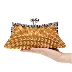 Designer-Soft-Diamanten-Frauen-Abend-Beutel Metall Strass Luxus Handtaschen Silber Gold Schwarz Farbe Kleine Kupplungen für Hochzeit / Party