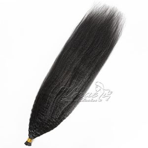 Mongolian 1g Strand 100g Naturfärg Pre Bonded Afro Kinky Curly Deep Wave Yaki Keratin Fusion Jag Tips Virgin Human Hair Extensions