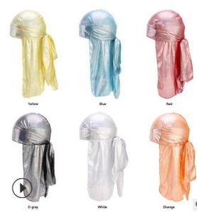 Herrens silkeslen glittrande durags turban män durag glänsande du rag bandanas hatt peruker doo durag biker headwrap pannband hår tillbehör