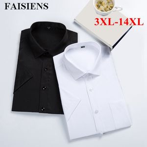 6XL 8XL 10XL 12XL 14XL Large Size Men Shirt Turn Down Collar Short Sleeved White Black Blue Business Casual Mens Shirt