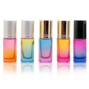 에센셜 오일에 5ml 그라디언트 컬러 두꺼운 유리 롤 빈 parfum 병 롤러 볼 여행 사용 필수품