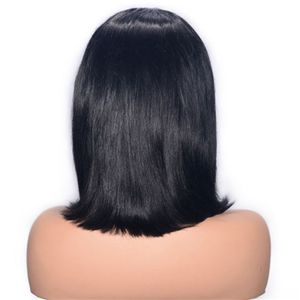 10 inch Mongolian Human Hair Bob Wigs for Women Straight Short Lace Front Wig with Bangs