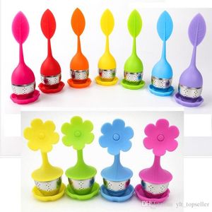 100 pçs / lote food grade infusor de chá de silicone folha flores forma de silicone infusor fazer filtro de saco de chá de aço inoxidável criativo co ...