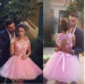 Setwell Pink Homecoming Dress Sweetheart Ball Gown Applique Cocktail Party Gowns Custom Made Simple Billiga Prom Dress