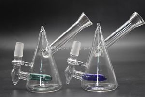 Bunte dicke Glas-Ölbohrinsel-Wasserpfeife Dreiecksform Glastabak-Rauchbongs-Pfeife mit diffusem Downstem 14-mm-Stecker