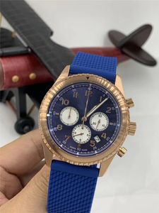 Free shipping Luxury watch quartz stopwatch Stainless watches Blue dial man watch luxury wristwatch 253