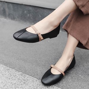 Hot Sale- Thin Buckle Thong Belts Dress Shoe High Qulity Genuine Leather Women Flat Shoe Fashion Metal White Loafers Casual Shoe New Arrival