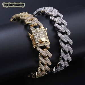7"/8" 14mm Men Women HipHop MIAMI CUBAN LINK Chain Bracelets Casting Fully Micro Cubic Zirconia Clasp ICED OUT Bling DJ Rapper Jewelry