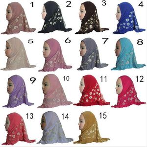 Baby muslim hijab wraps islamiska barn sjalar huvudduk barn sommar guld stämpling andningsbara turban pojkar tjejer etniska halsduk pashmina d855
