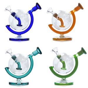 5.7 tum tall jordklot glas vatten bongs dab riggar vatten rör med glas skål rök tillbehör återvinnare bubbler rökrör gratis frakt