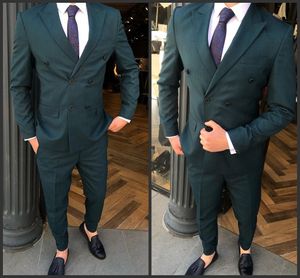 Two Pieces Wedding Tuxedos Custom Made Business Men Suits Two-Button Wool Blend Groom Classic Fit Groomsman Wedding Jacket Vest Pants