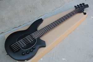 Factory Custom 5 strings Matte Black 24 Frets Electric Bass Guitar with Black hardware,Active Circuit,Rosewood fingerboard,offer customize