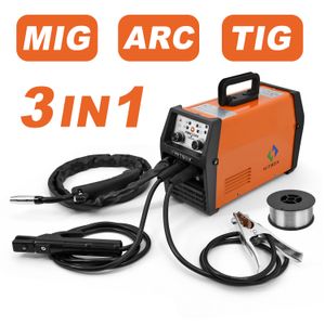 Kaynak Telleri toptan satış-HITBOX MIG Kaynakçıları Yarı Otomatik V V Invertör TIG Argon Arc Gazsız MAG Kaynakçı Sinerji HBM1200 Flux Çekirdek Tel IGBT Kaynak Makinesi
